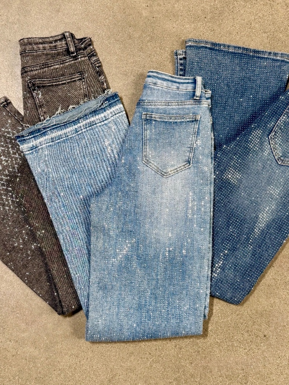 SET of 3 rhinestone sparkle high waited fun Jeans Denim